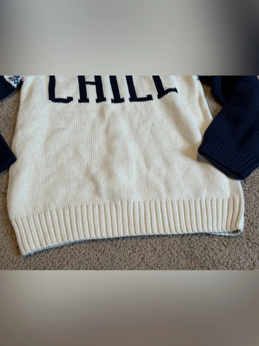 Gymboree boys M 7-8 Cream & Navy 'CHILL' Knit Sweater